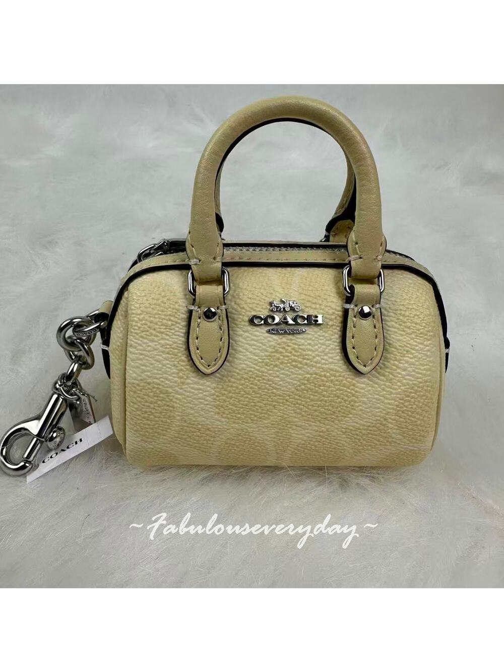 COACH Mini Rowan Satchel Bag Charm In Signature Canvas Yellow CX068 NWT